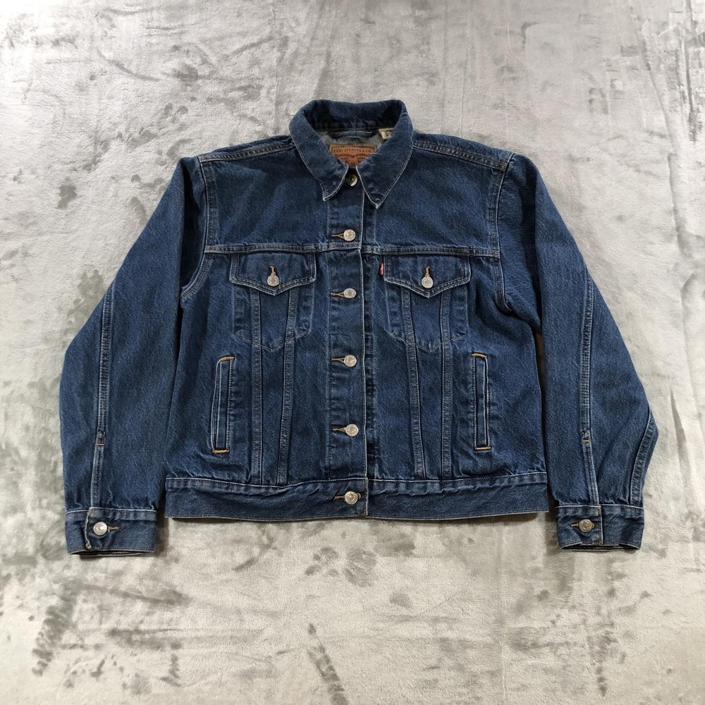Levi's Trucker Jacket Womens M Blue Denim Classic ex boyfriend 29944-0011